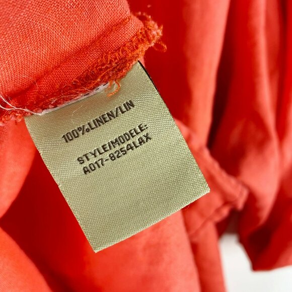 Ecru Blouse Womens Plus Size 18 100% Linen Roll Tab Sleeve Button Front Shirt - Picture 4 of 4